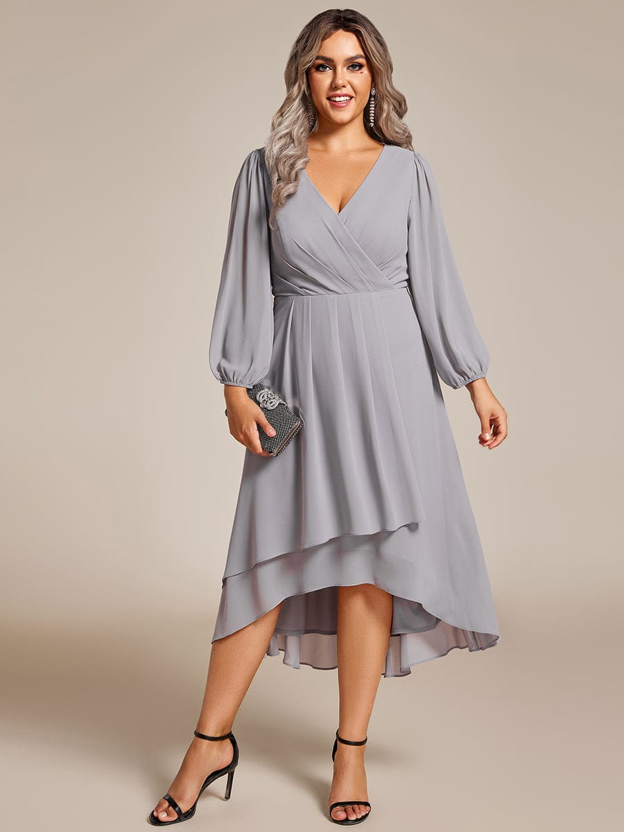 Empire Waist Chiffon Wedding Guest Dress with Long Sleeves