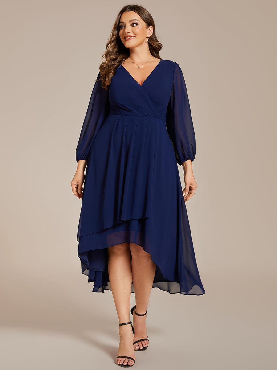 Empire Waist Chiffon Wedding Guest Dress with Long Sleeves