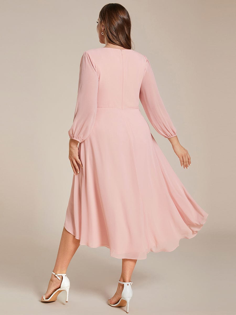 Empire Waist Chiffon Wedding Guest Dress with Long Sleeves