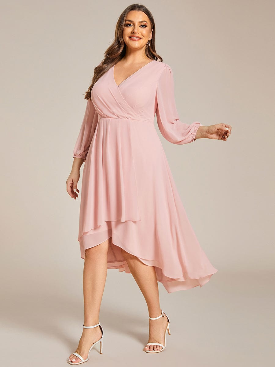 Empire Waist Chiffon Wedding Guest Dress with Long Sleeves