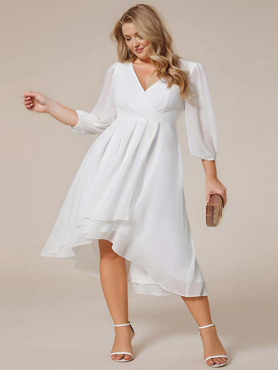 Empire Waist Chiffon Wedding Guest Dress with Long Sleeves