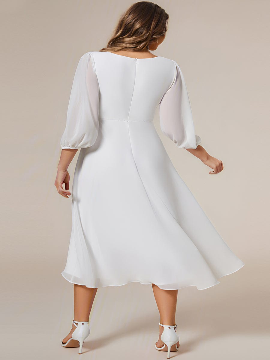 Empire Waist Chiffon Wedding Guest Dress with Long Sleeves