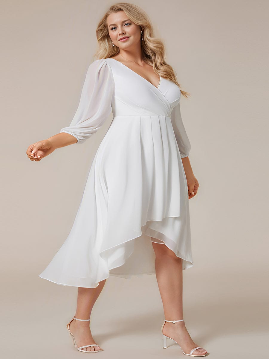 Empire Waist Chiffon Wedding Guest Dress with Long Sleeves