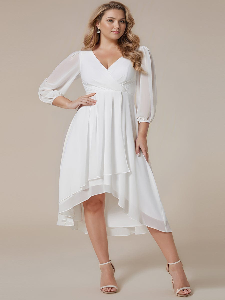 Empire Waist Chiffon Wedding Guest Dress with Long Sleeves