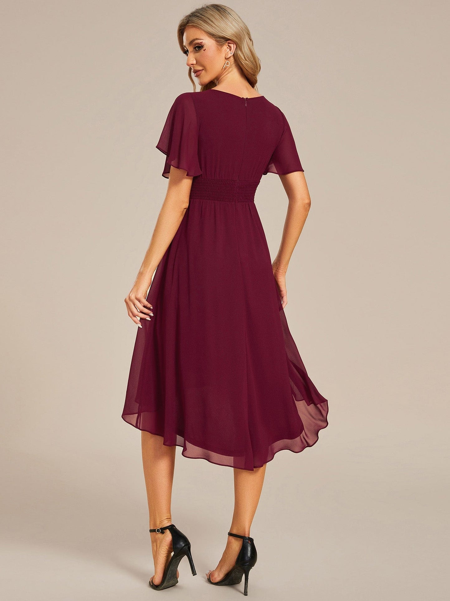 Airy Chiffon A-Line Knee-Length Wedding Guest Dress