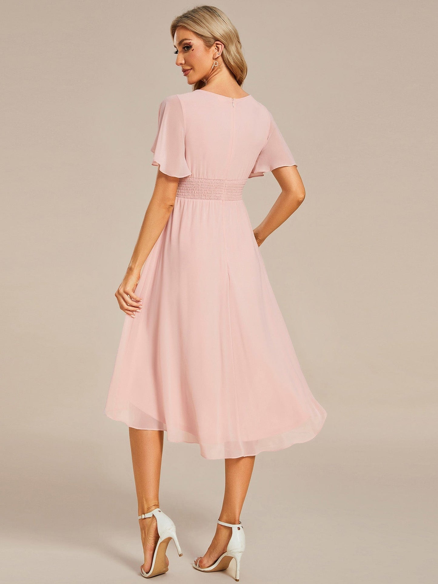 Airy Chiffon A-Line Knee-Length Wedding Guest Dress