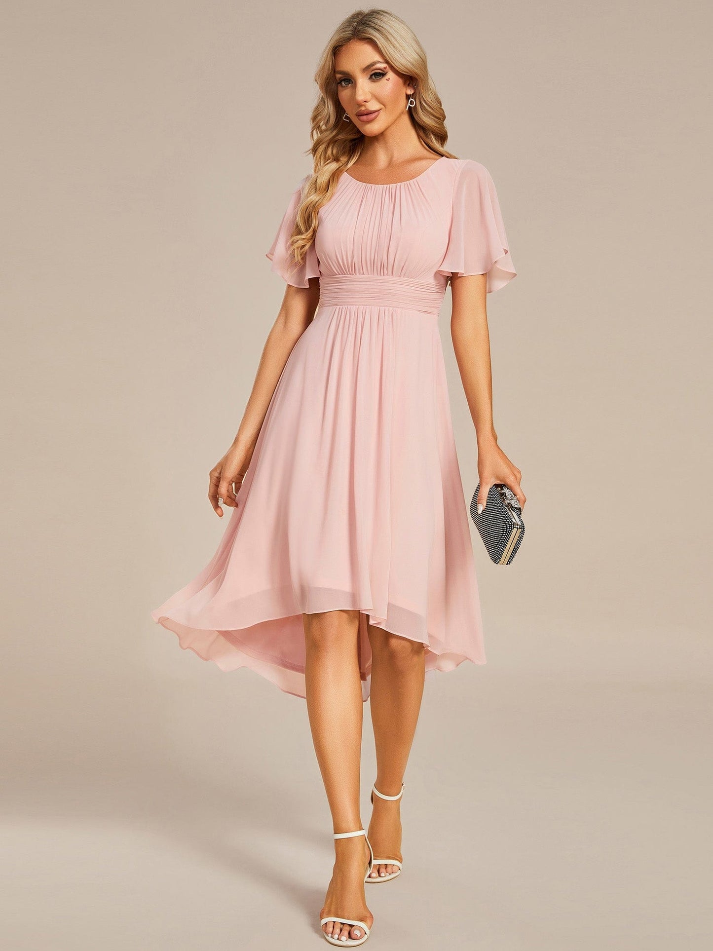 Airy Chiffon A-Line Knee-Length Wedding Guest Dress