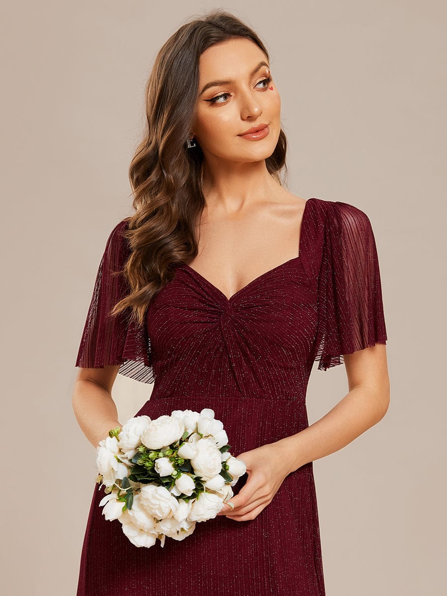 Shiny Glitter A-Line Lace-Up Bridesmaid Gown with High Slit